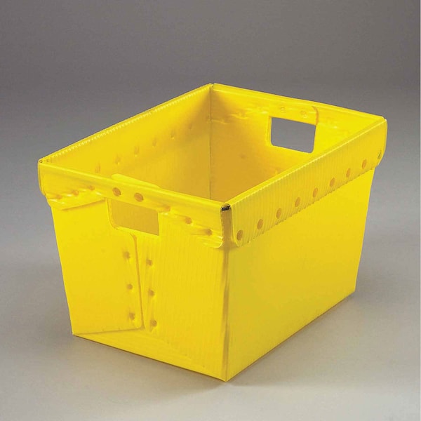 Global Industrial Corrugated Postal Storage Tote, 18-1/2 in L x 13-1/4 in W x 12 in H, Yellow, Plastic 257915YL - main